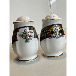 salt and pepper shakers fine bone china england clan Mcclean virtue mine honour